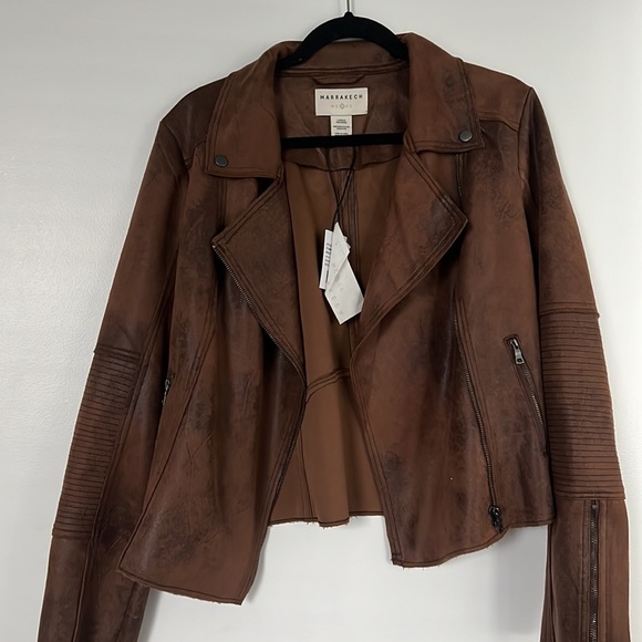 NWT Marrakech Distressed Suede Zoe Moto Jacket - Picture 3 of 4